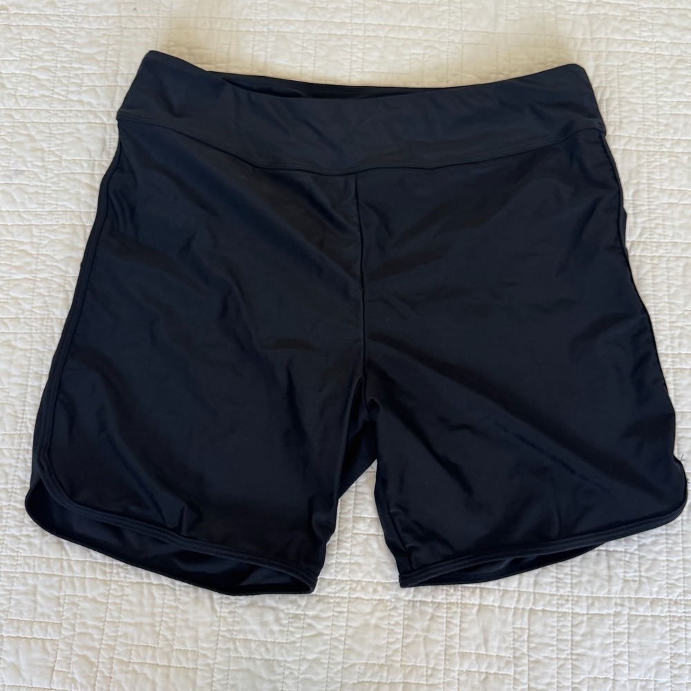 Yonique Womens Black Swim Shorts Board Shorts Dolphin Hem Size XL